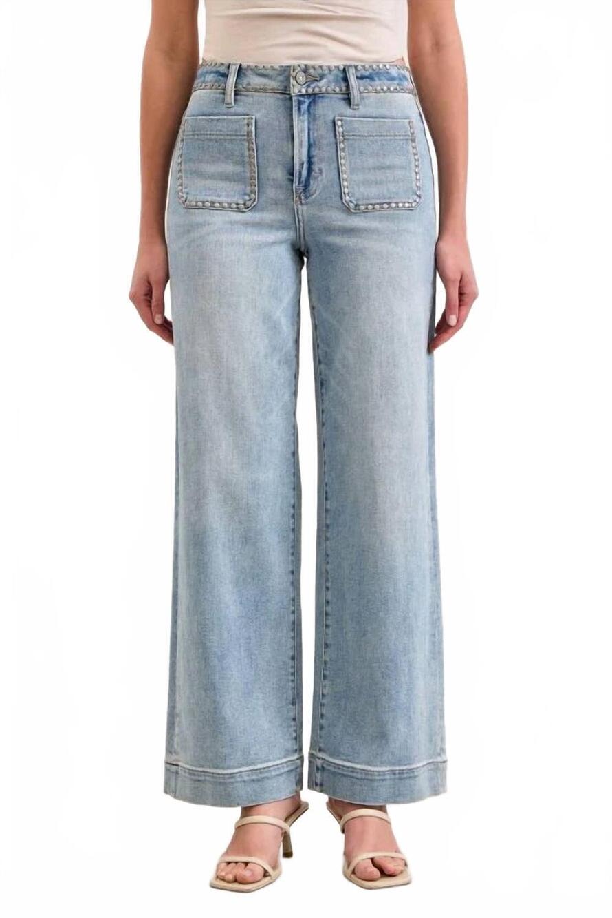 NEW HIDDEN studded nori wide leg jeans in blue